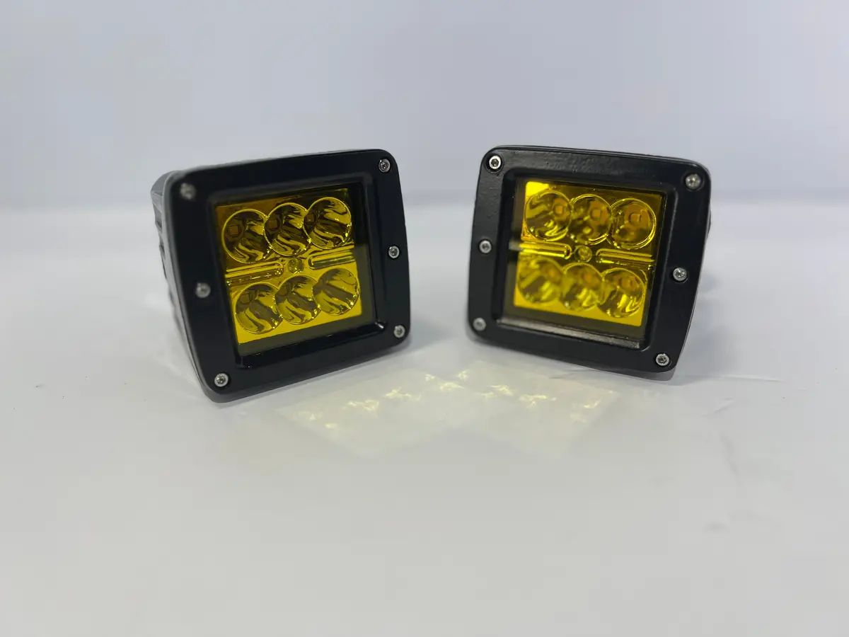 Led Auxiliary Pod Lights 3” Cube (Pair) - Yellow W/Switch Wire Harness 1
