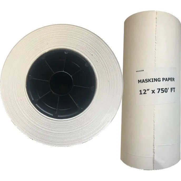 Poly Coated 12" Masking Paper, White, 750Ft. 1