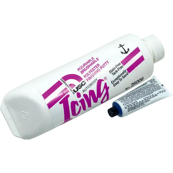 Usc 26006 Icing Pourable Brushable Polyester Finishing Putty W/Hardener, 24 Oz Tube, 1