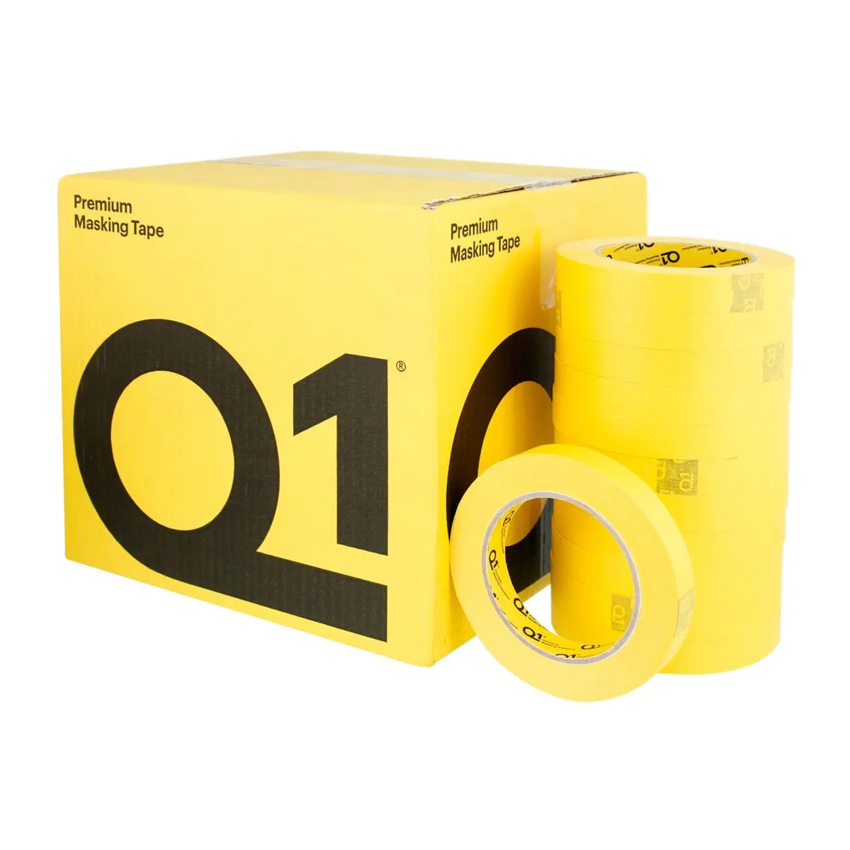 Q1 Premium Yellow Automotive Masking Tape 3/4" Case (48 Rolls) 1