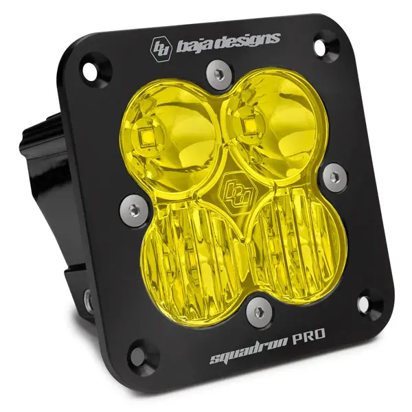 Flush Mount Led Light Pod Black Amber Lens Driving/Combo Pattern Squadron Pro Baja Designs 1