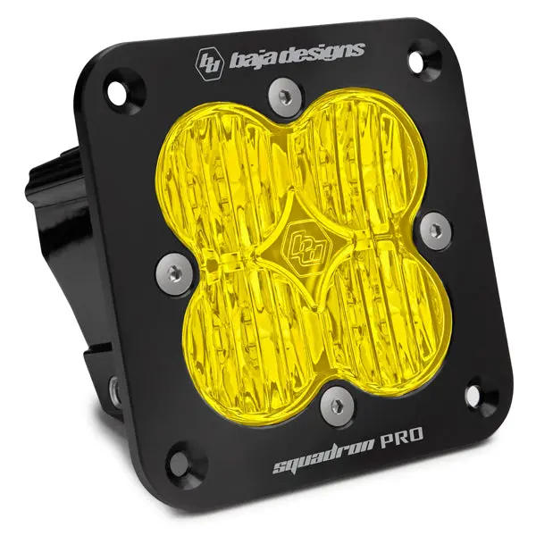 Flush Mount Led Light Pod Black Amber Lens Wide Cornering Pattern Squadron Pro Baja Designs 1