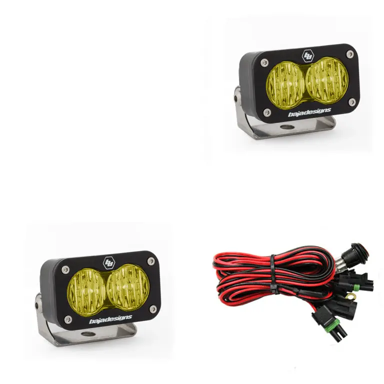 Led Work Light Amber Lens Wide Cornering Pattern Pair S2 Sport Baja Designs 1