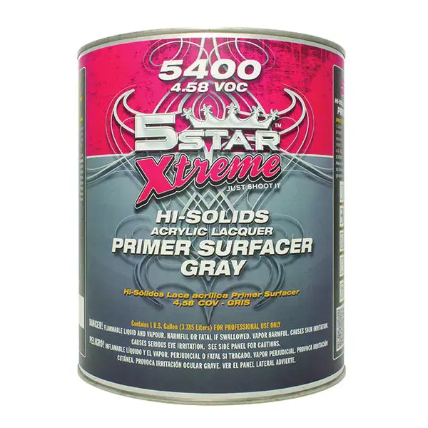 5 Star Xtreme 5400 Hi-Solids Acrylic Lacquer Primer Surfacer, Gray 1
