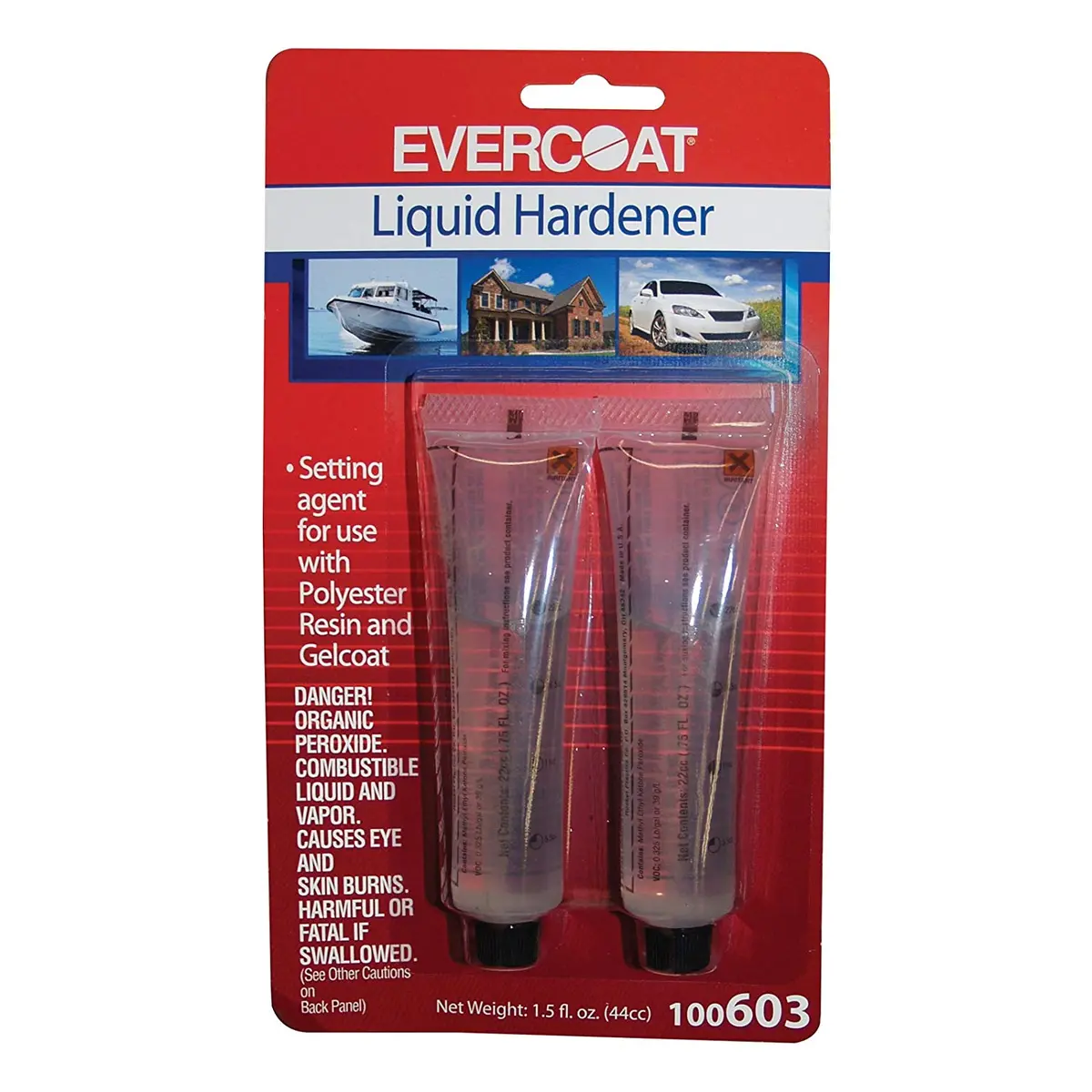 Evercoat-603 Fiberglass Liquid Hardener Resin 1.5 Oz (44Cc) (2 Tubes) (Fib-603) 1
