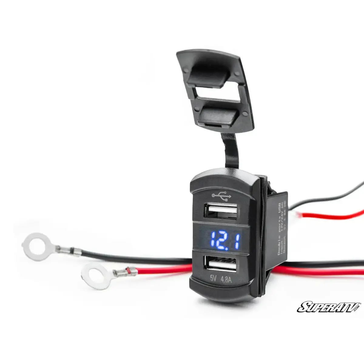 Superatv  12 V Utv Voltmeter And Dual Usb Charger 1