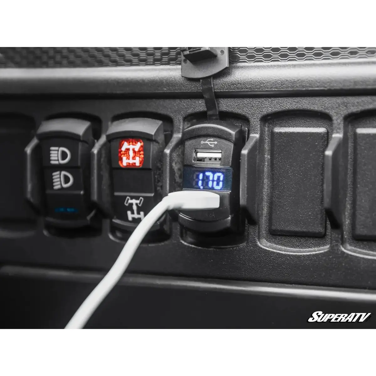 Superatv 12 V Utv Voltmeter And Dual Usb Charger 2