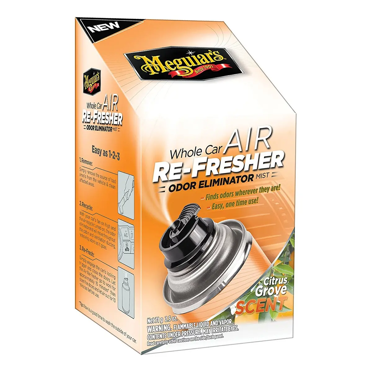 Meguiar's G16502 Whole Car Air Refresher Odor Eliminator (Citrus Grove Scent) - 2.5 Oz 1