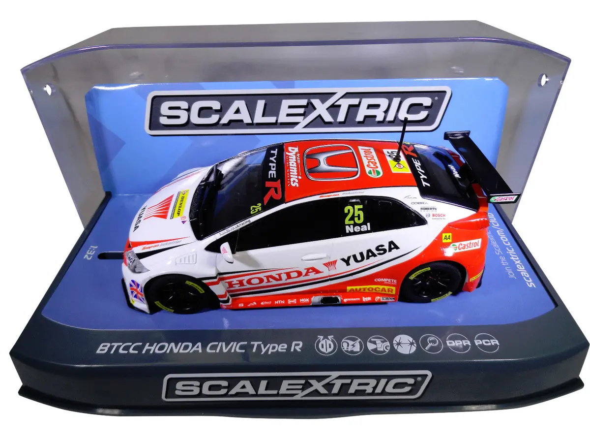 Scalextric "Yuasa" Btcc Honda Civic Pcr Dpr W/ Lights 1/32 Scale Slot Car C3734 1