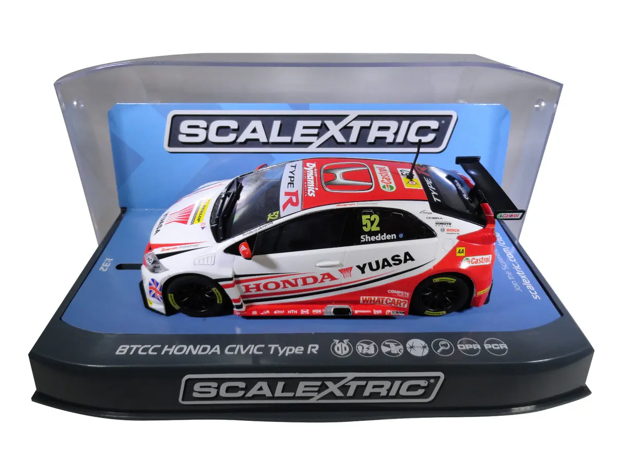 Scalextric "Yuasa" Btcc Honda Civic Pcr Dpr W/ Lights 1/32 Scale Slot Car C3783 1