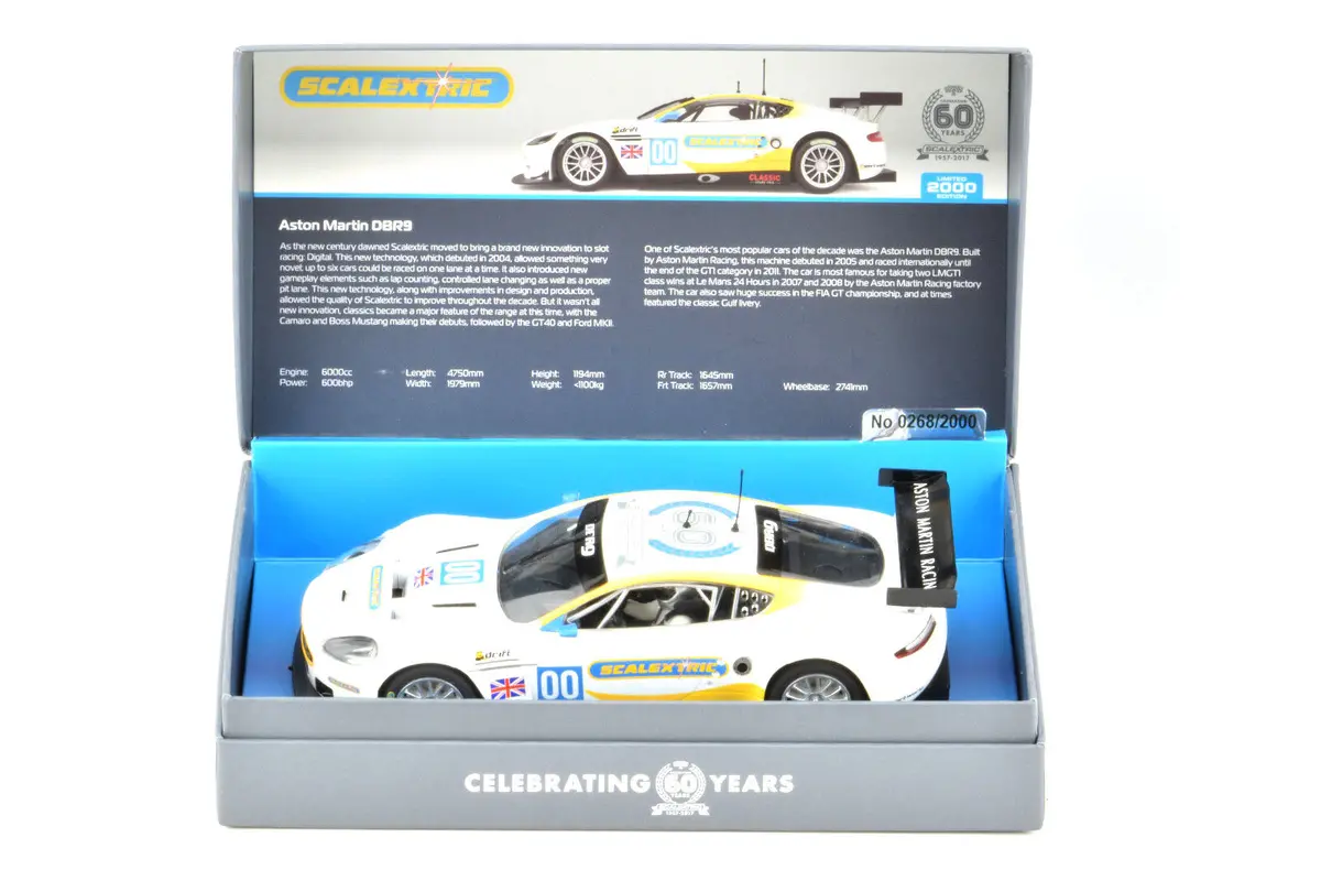 Scalextric 60 Years Le Aston Martin Dbr9 Dpr W/ Lights 1/32 Slot Car C3830a 1