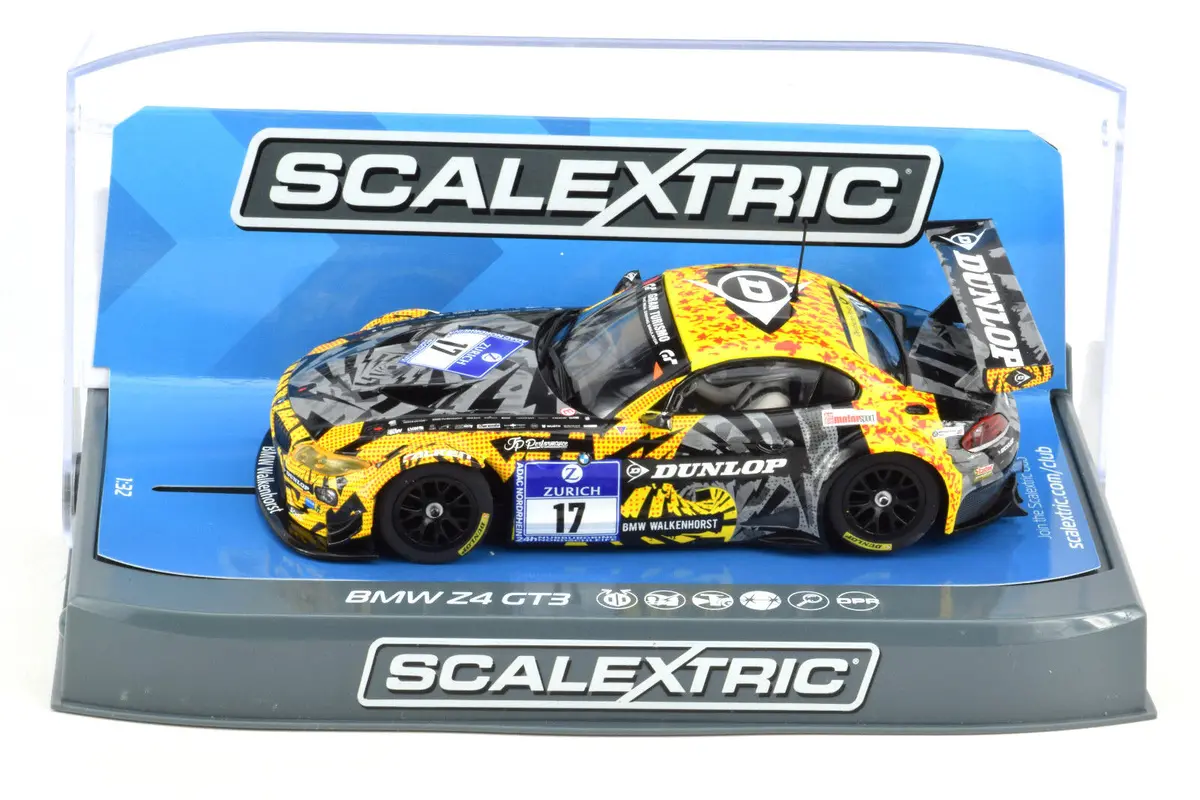 Scalextric "Dunlop" Bmw Z4 Gt3 Dpr W/ Lights 1/32 Slot Car C3847 1