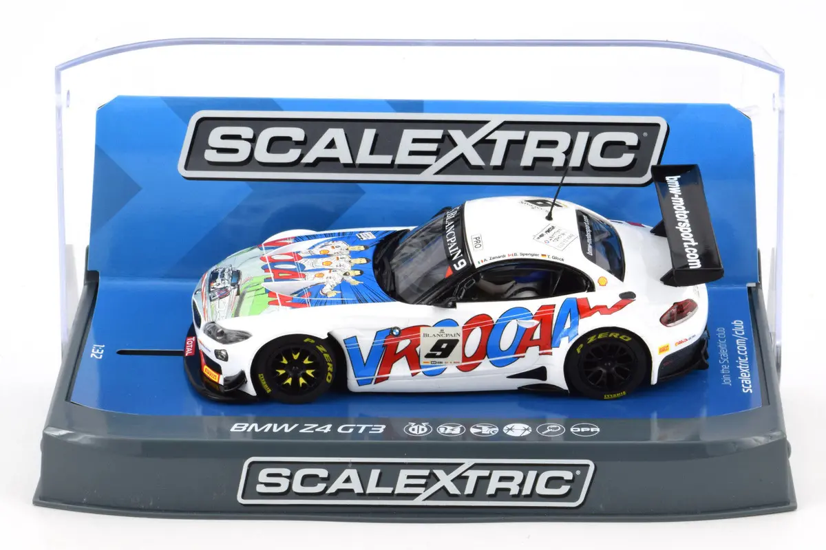 Scalextric "Vroooaaw" Bmw Z4 Gt3 Dpr W/ Lights 1/32 Slot Car C3855 1