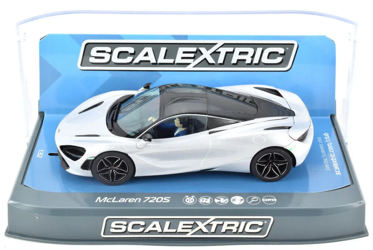 Scalextric Glacier White Mclaren 720S Dpr W/ Lights 1/32 Scale Slot Car C3982 1