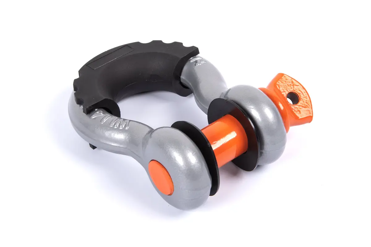 Shackle - 3/4" Hard Bow Metallic Grey, 7/8" Screw Pin Orange - Black Isolator 1