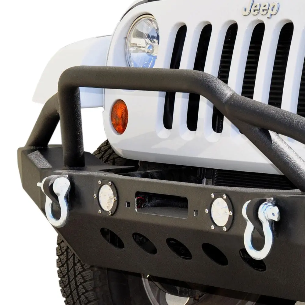 Jeep Jk/Jl Front Bumper W/Led Lights 07-18 Wrangler Jk/Jl Steel Mid Length 1