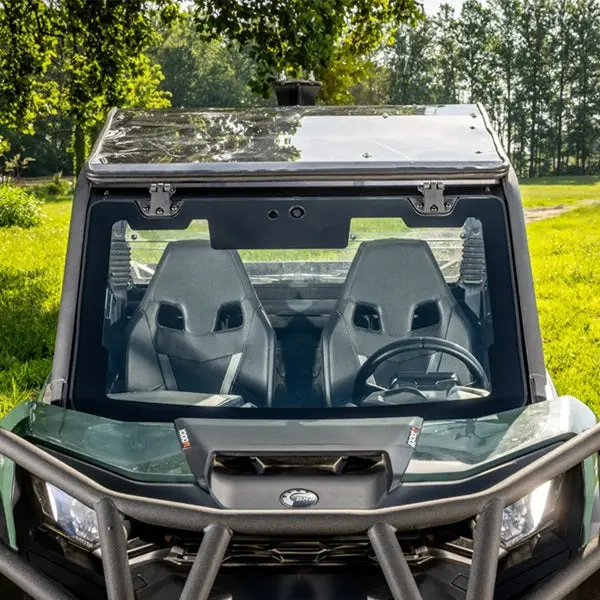 Superatv Maxdrive Power Flip Glass Windshield – Can-Am Commander (2021+) 1