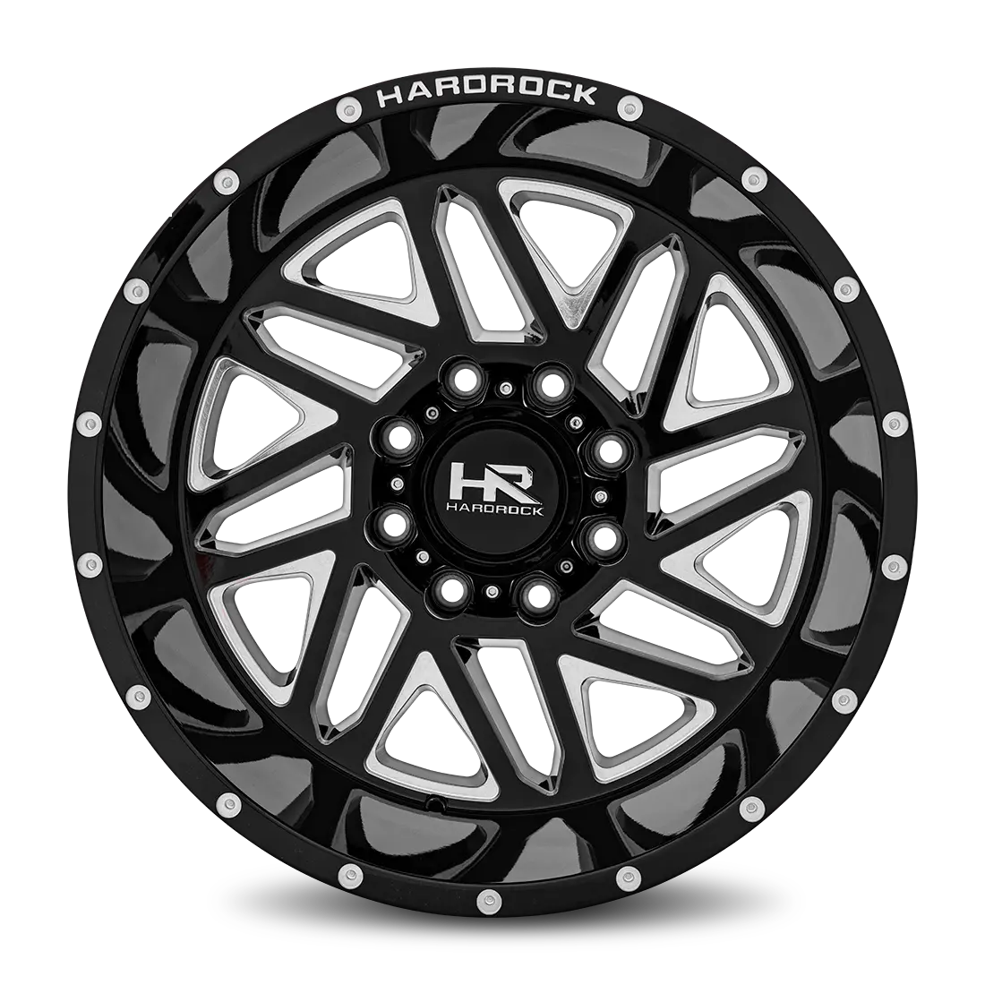 Aluminum Wheels Bones Xposed 20X12 8X180 -44 124.3 Gloss Black Milled Hardrock Offroad 1