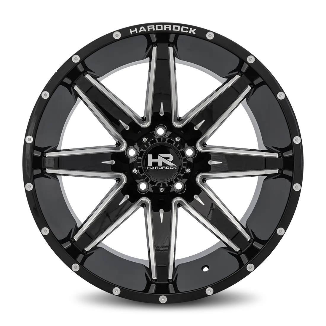 Aluminum Wheels Painkiller Xposed 22X12 8X170 -44 125.2 Gloss Black Milled Hardrock Offroad 1