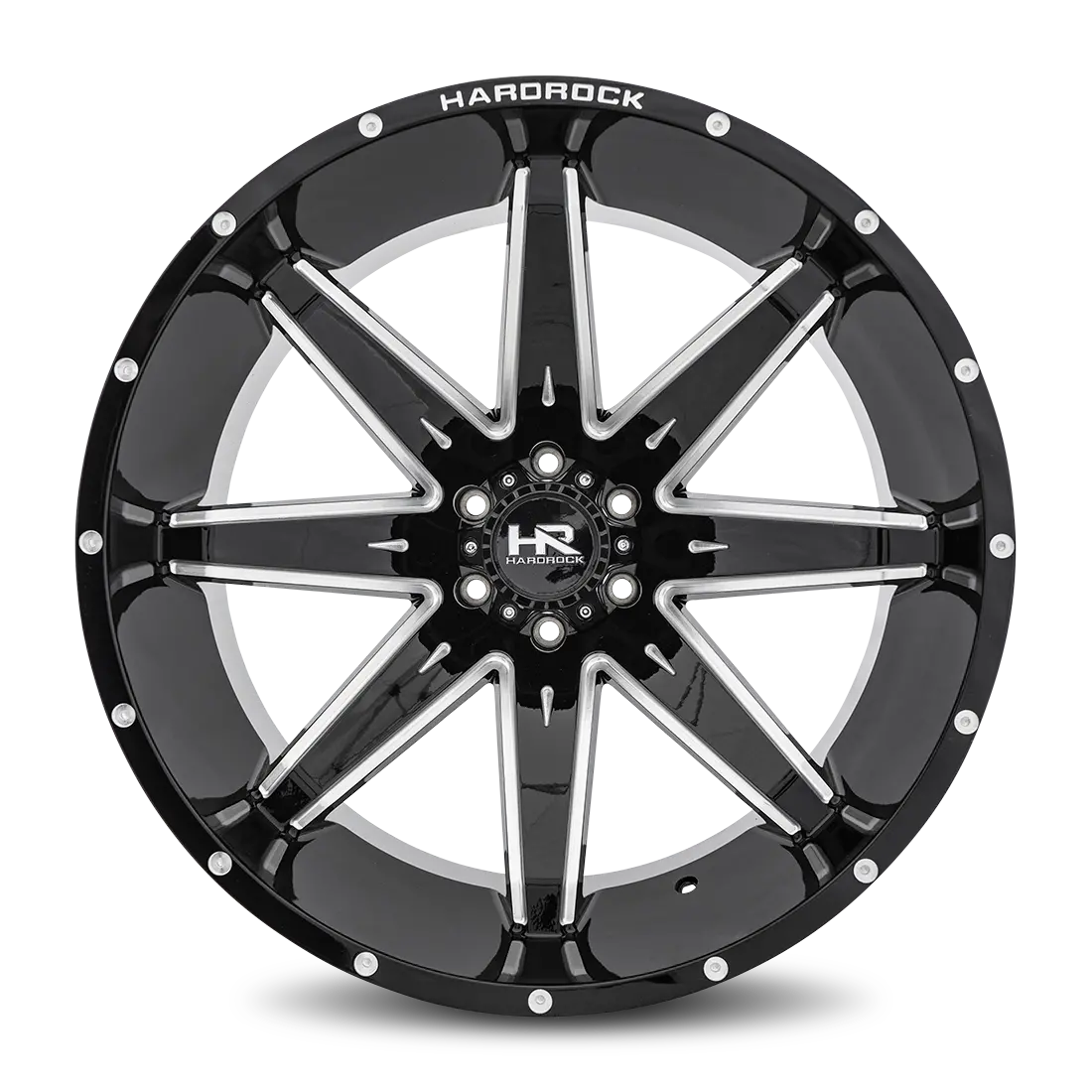 Aluminum Wheels Painkiller Xposed 24X14 8X180 -76 124.3 Gloss Black Milled Hardrock Offroad 1