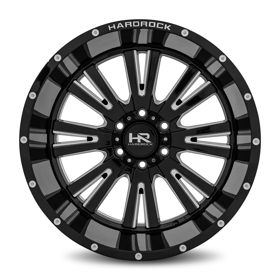 Aluminum Wheels Spine Xposed 20X12 6X139.7 -44 108 Gloss Black Milled Hardrock Offroad 1
