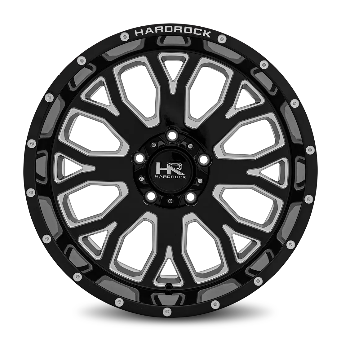 Aluminum Wheels Slammer Xposed 20X10 5X150 -19 110.3 Gloss Black Milled Hardrock Offroad 1