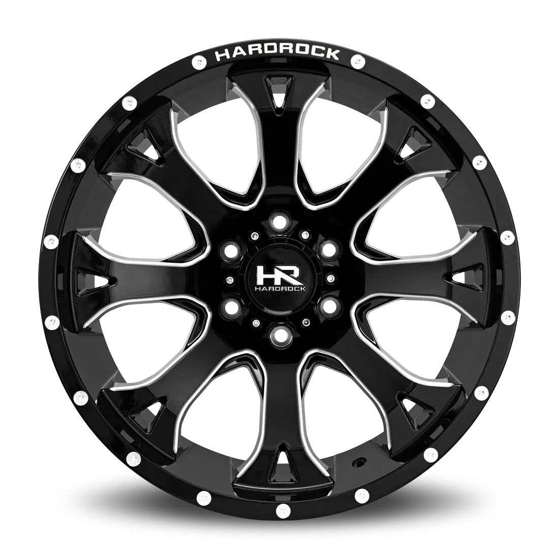 Aluminum Wheels Bloodshot Xposed 20X10 5X127 -19 78.1 Gloss Black Milled Hardrock Offroad 1