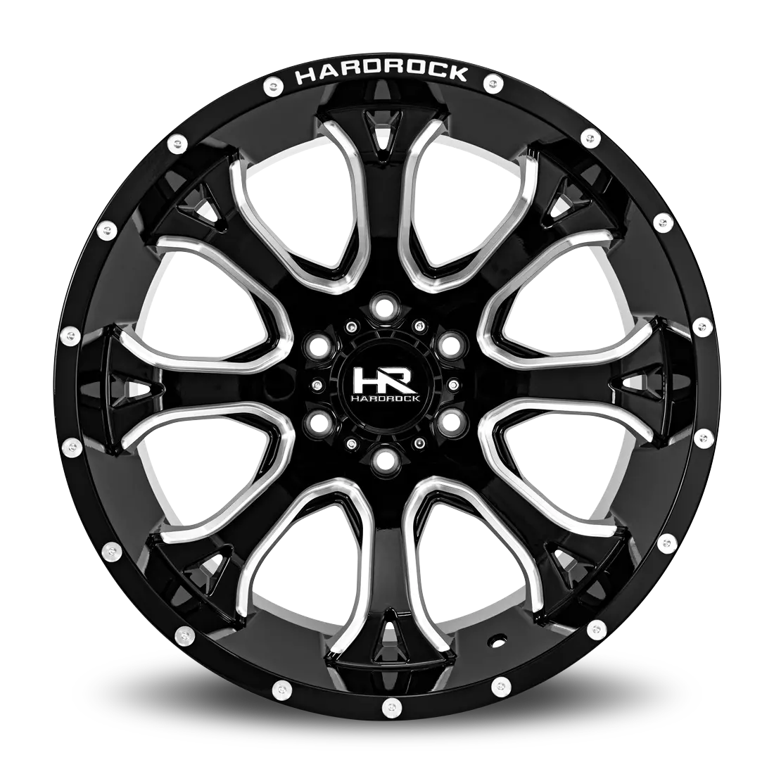 Aluminum Wheels Bloodshot Xposed 20X12 5X127 -44 78.1 Gloss Black Milled Hardrock Offroad 1