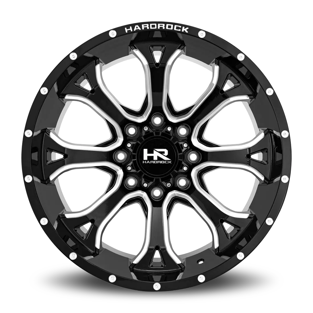 Aluminum Wheels Bloodshot Xposed 22X12 5X139.7 -44 87 Gloss Black Milled Hardrock Offroad 1