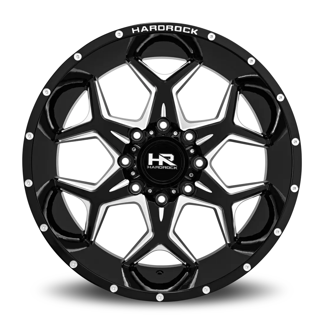 Aluminum Wheels Reckless Xposed 22X12 5X127 -51 78.1 Gloss Black Milled Hardrock Offroad 1