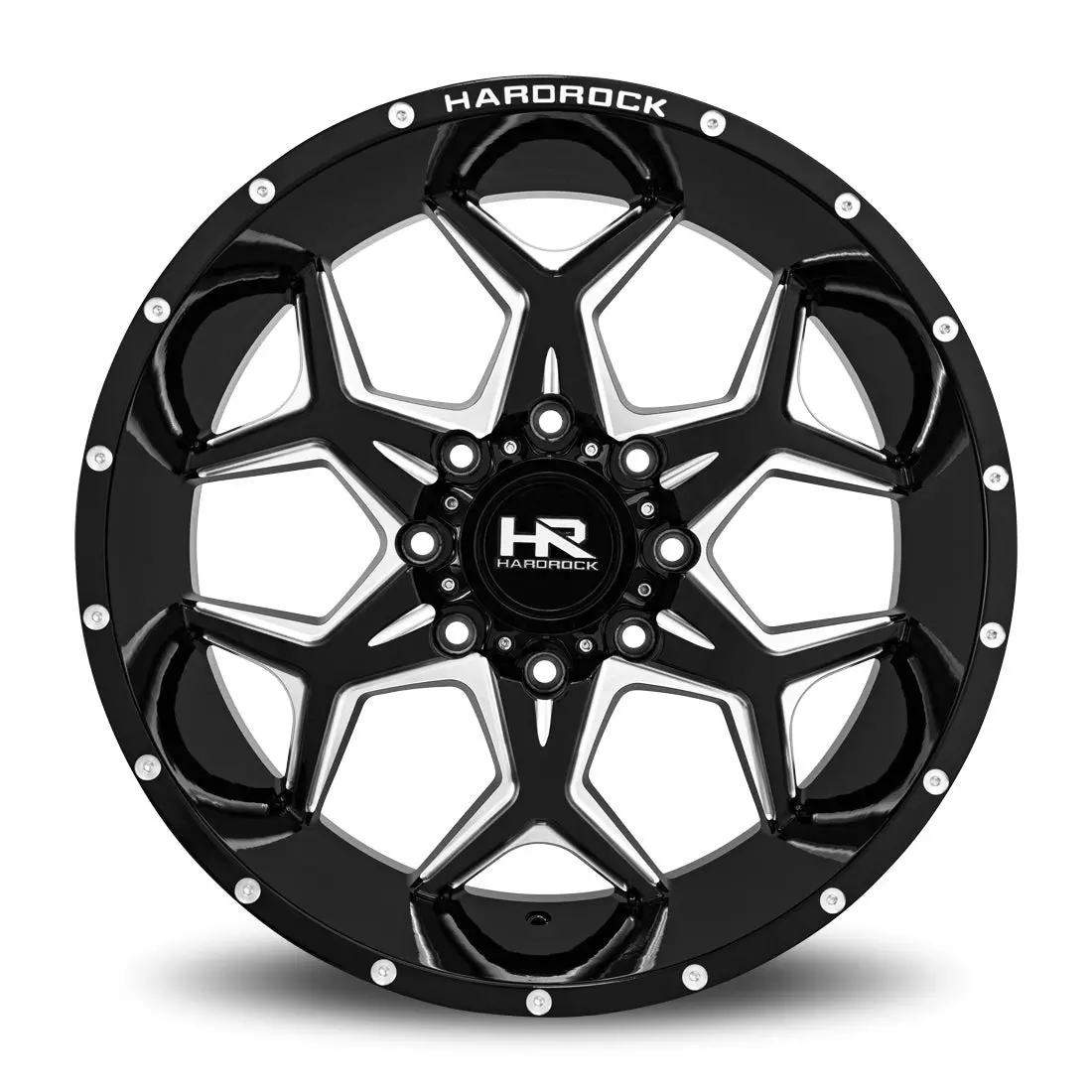 Aluminum Wheels Reckless Xposed 24X12 8X170 -51 125.2 Gloss Black Milled Hardrock Offroad 1