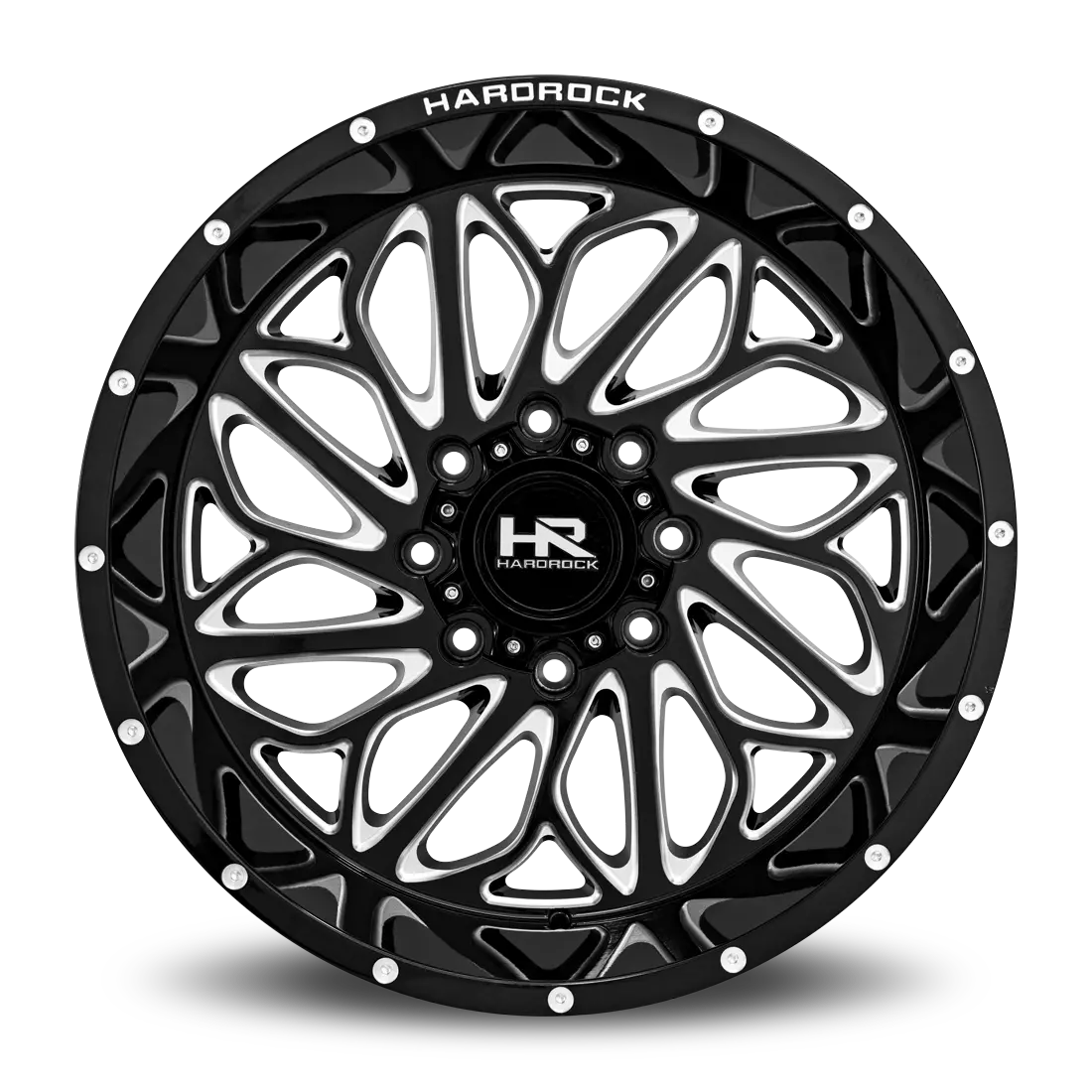 Aluminum Wheels Blacktop Xposed 22X12 6X135 -51 87.1 Gloss Black Milled Hardrock Offroad 1