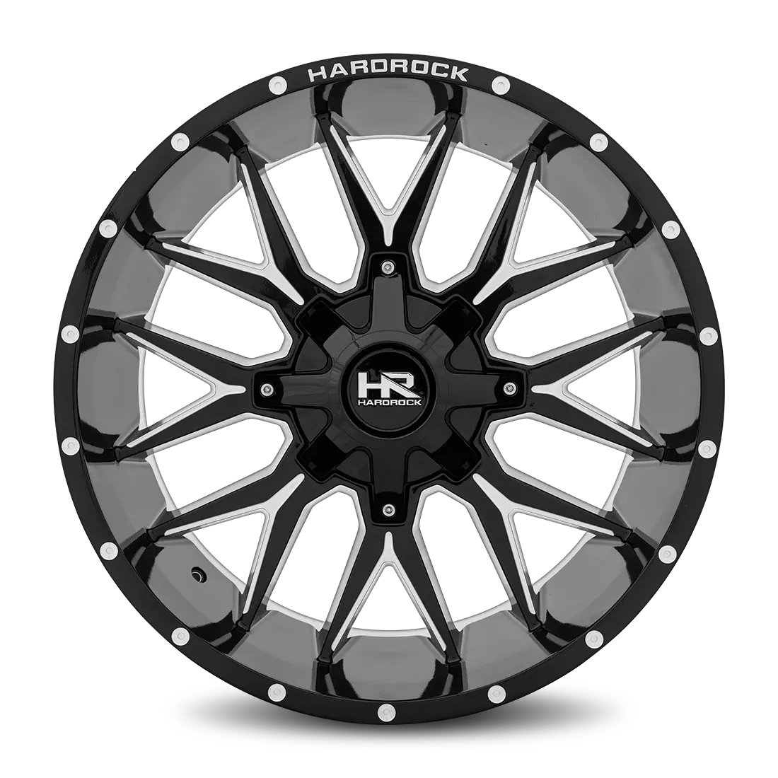 Aluminum Wheels Affliction 22X10 6X135/139.7 -19 108 Gloss Black Milled Hardrock Offroad 1