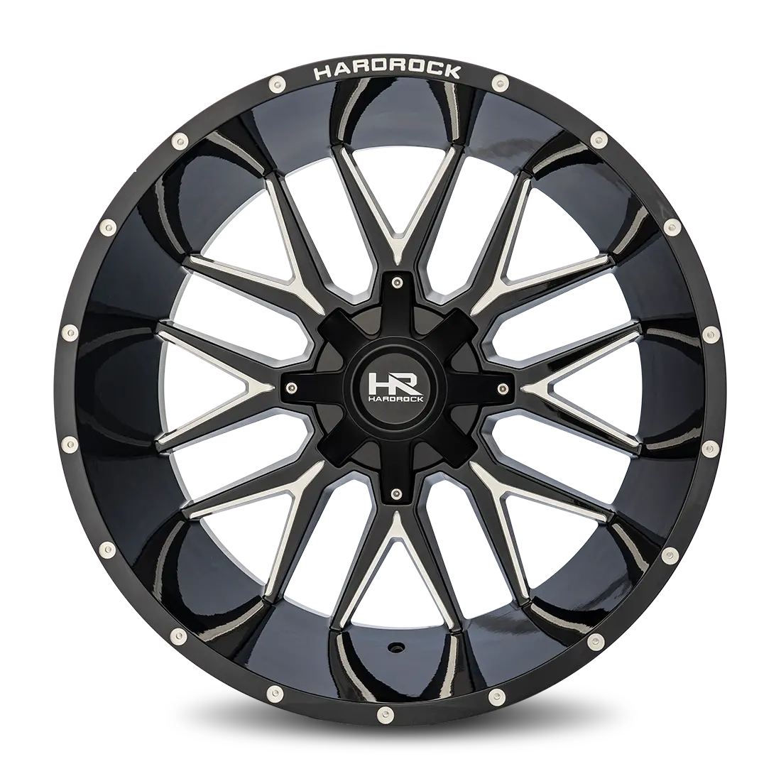 Aluminum Wheels Affliction 24X14 6X135/139.7 -76 108 Gloss Black Milled Hardrock Offroad 1