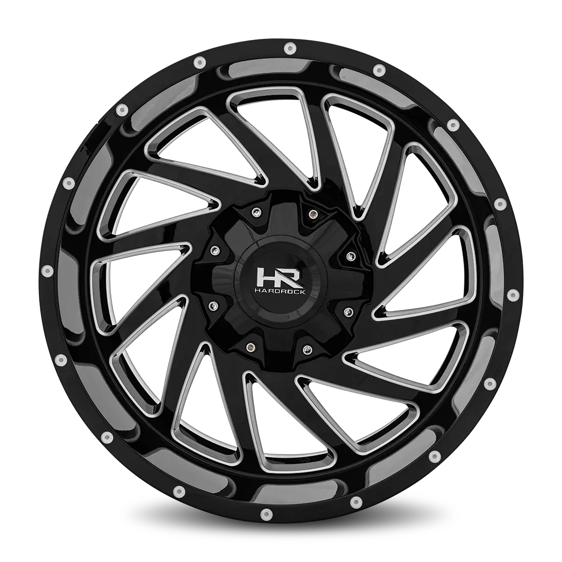 Aluminum Wheels Crusher 20X10 8X180 -19 124.3 Gloss Black Milled Hardrock Offroad 1