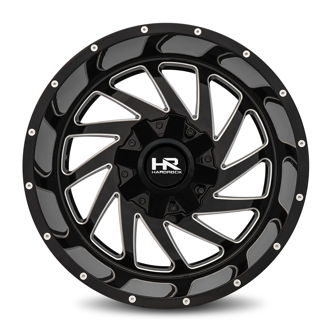 Aluminum Wheels Crusher 20X12 8X180 -44 124.3 Gloss Black Milled Hardrock Offroad 1