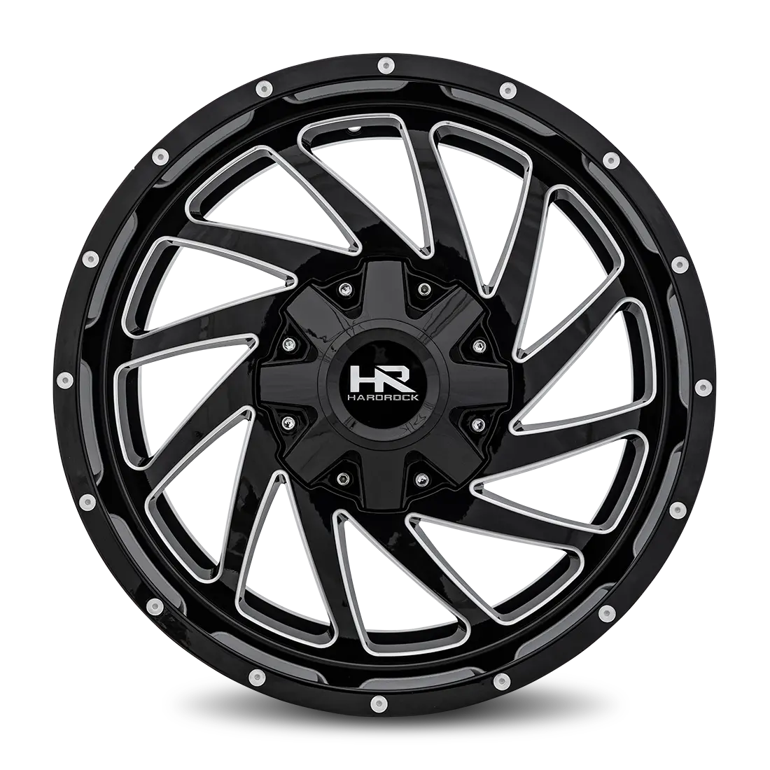 Aluminum Wheels Crusher 20X9 8X180 0 124.3 Gloss Black Milled Hardrock Offroad 1
