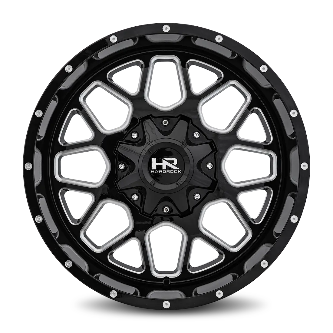 Aluminum Wheels Gunner 20X10 8X165.1 -19 125.2 Gloss Black Milled Hardrock Offroad 1