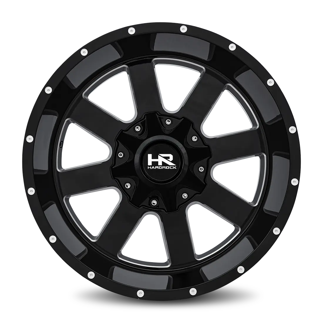 Aluminum Wheels Tank 20X12 8X170 -44 125.2 Gloss Black Milled Hardrock Offroad 1