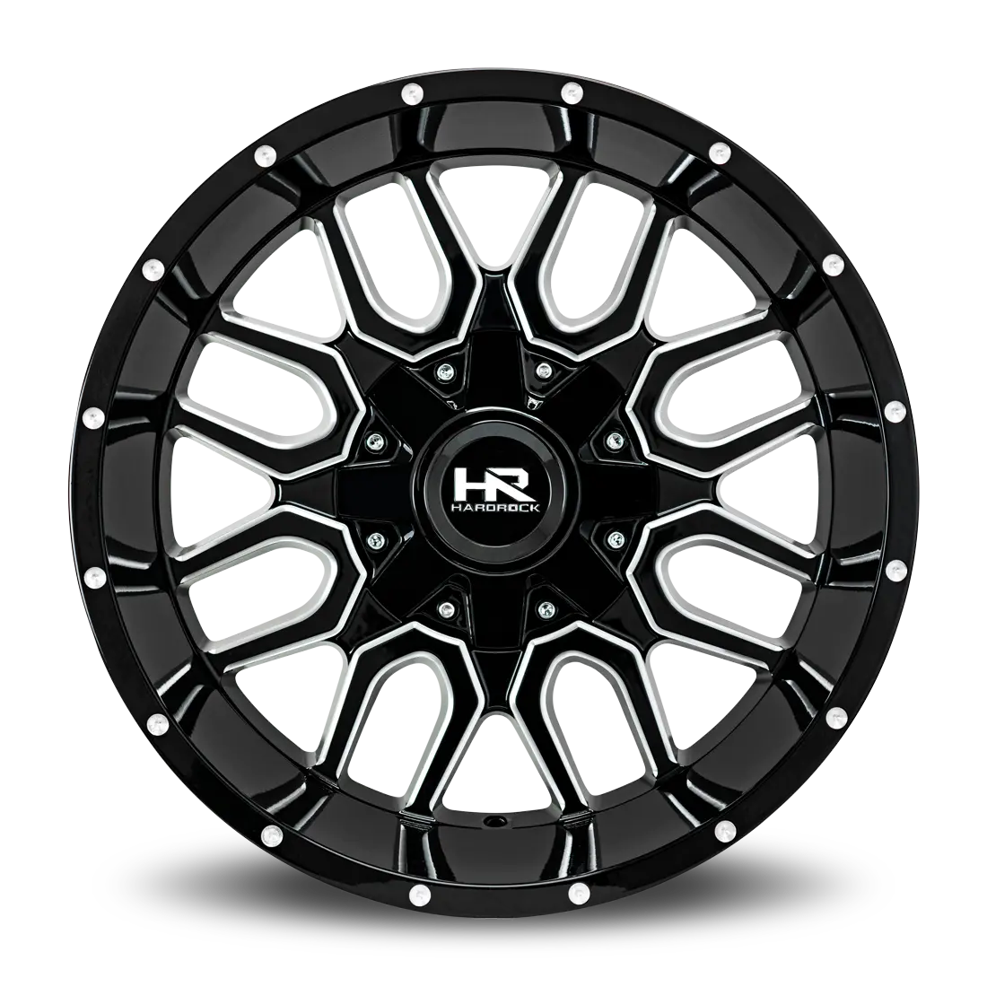 Aluminum Wheels Commander 20X12 6X135/139.7 -51 108 Gloss Black Milled Hardrock Offroad 1