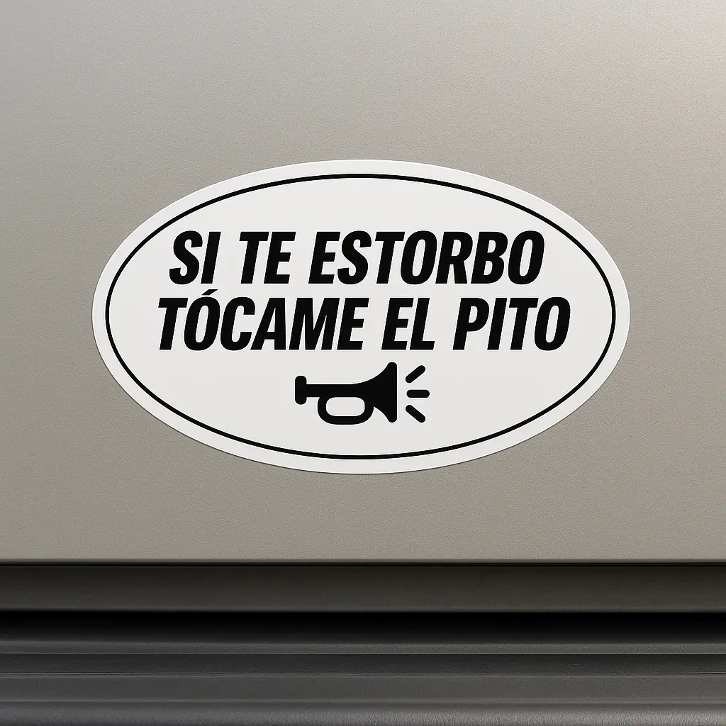 Funny Spanish Car Decal – “Si Te Estorbo Tócame El Pito” – 5” Oval Vinyl Sticker For Trucks, Suvs, Forklifts & Work Vehicles | Honk If I’M In Your Way 1