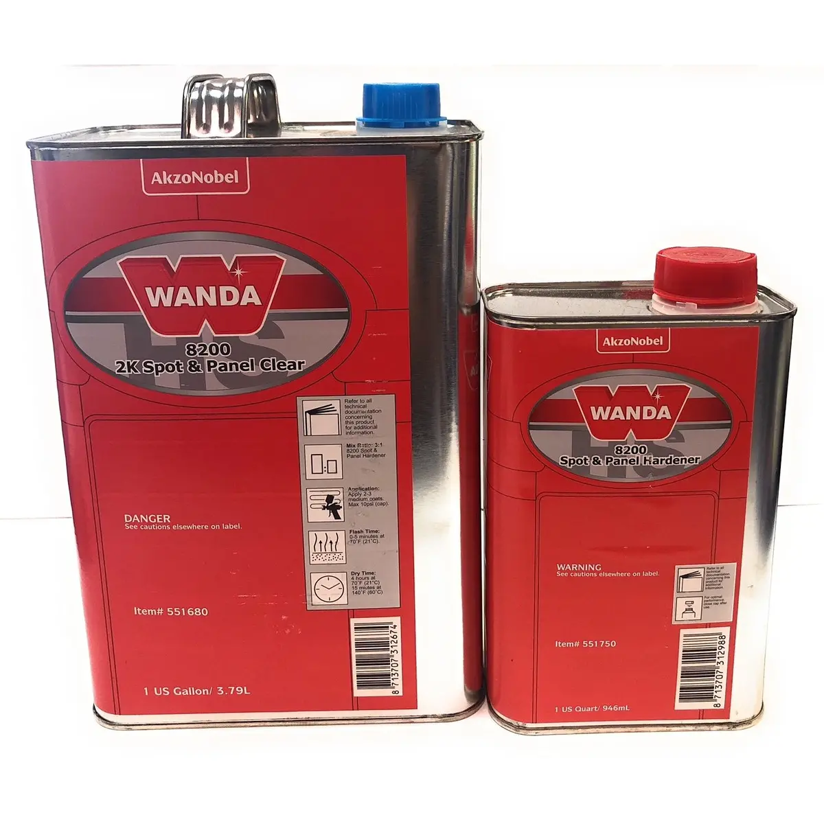 Wanda 8200 2K Spot Panel Clearcoat 3:1 W/ Qt Spot Panel Hardener 1