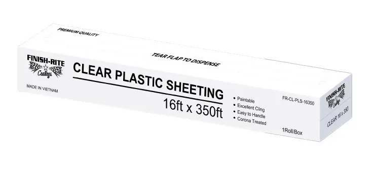 Finish Rite  Overspray Protective Plastic Sheeting, Clear Paintable Plastic Sheeting, 16' X 350' 1