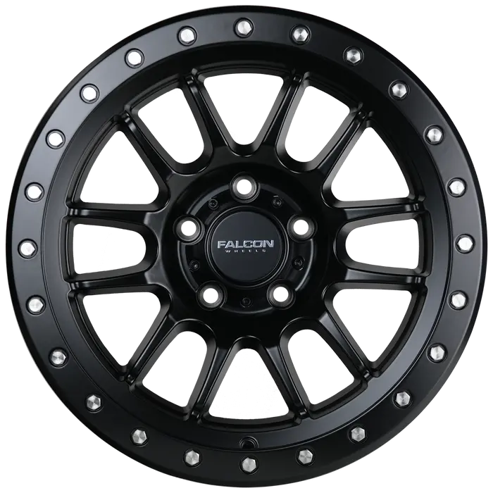 T7 - Matte Black W/Black Ring & Silver Bolts - 17X9 1
