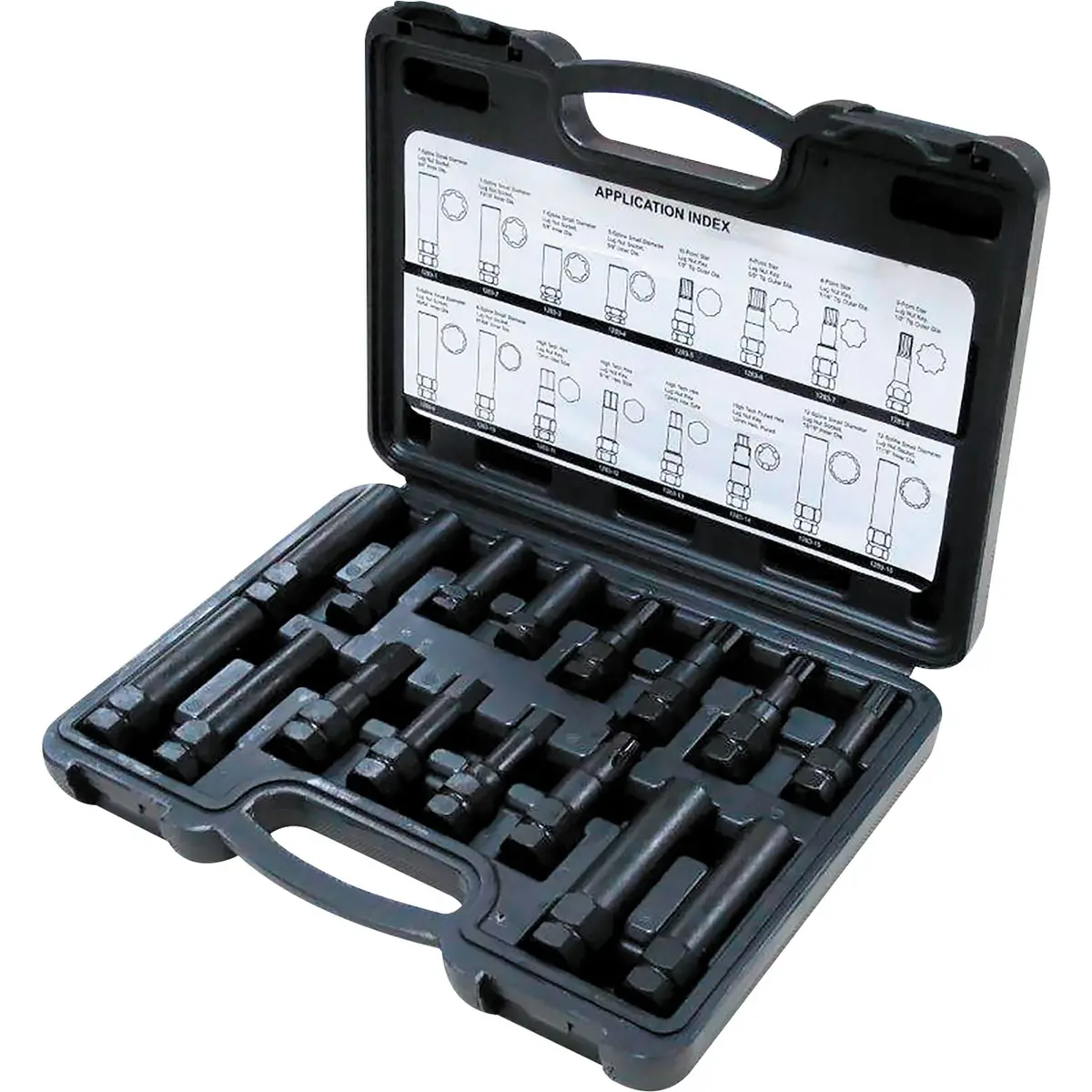 01283 16Pc Double Head Locking Lug Nut Master Key Set With Case 1