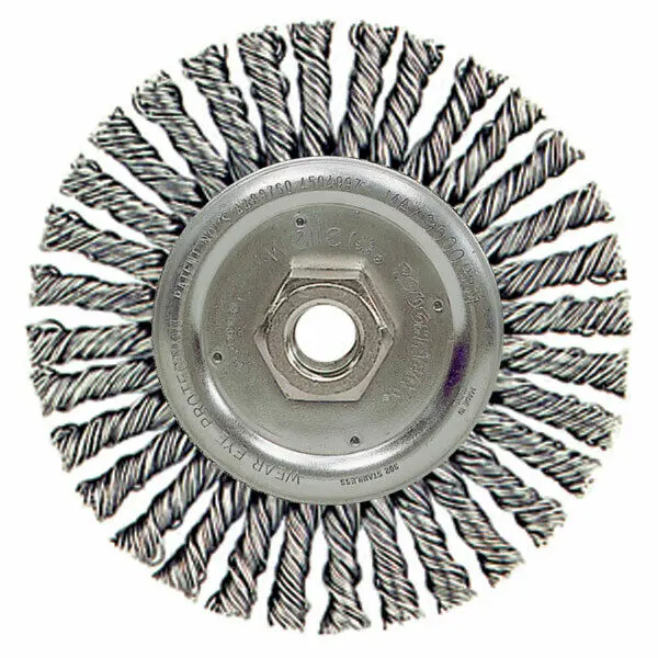 Weiler 08836 7" X 5/8" Twist Wire Wheel 5/8"-11 Arbor Nut Rim Clean 1