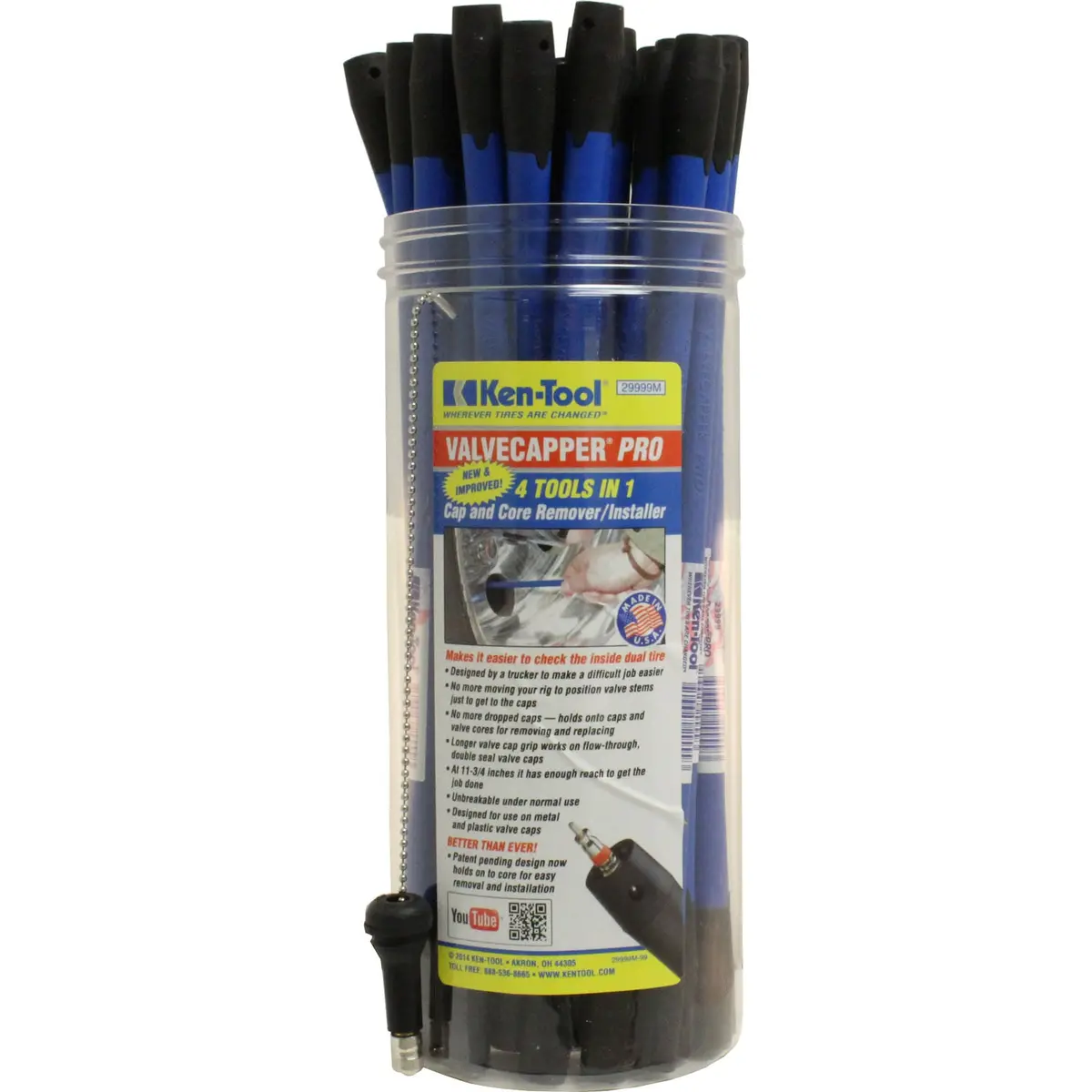 Ken-Tool 29999 11-1/2" Valve Capper Pro Cap And Core Tool Pack Of 25 1