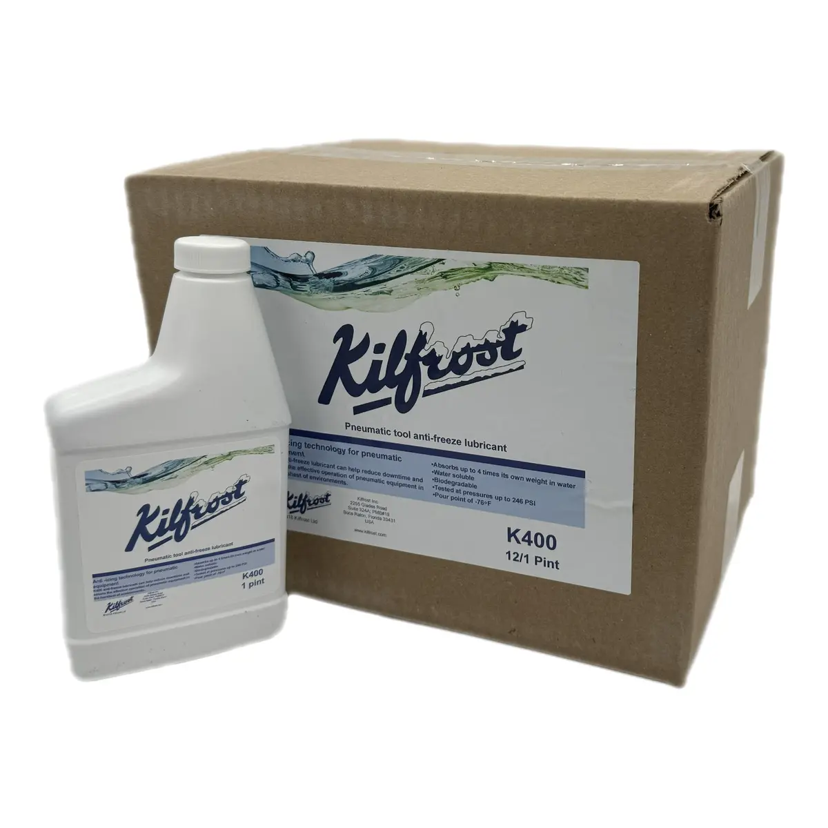 Kilfrost K400 Pneumatic Anti-Freeze Air Line And Tool Lube 1 Pint Pack Of 12 1