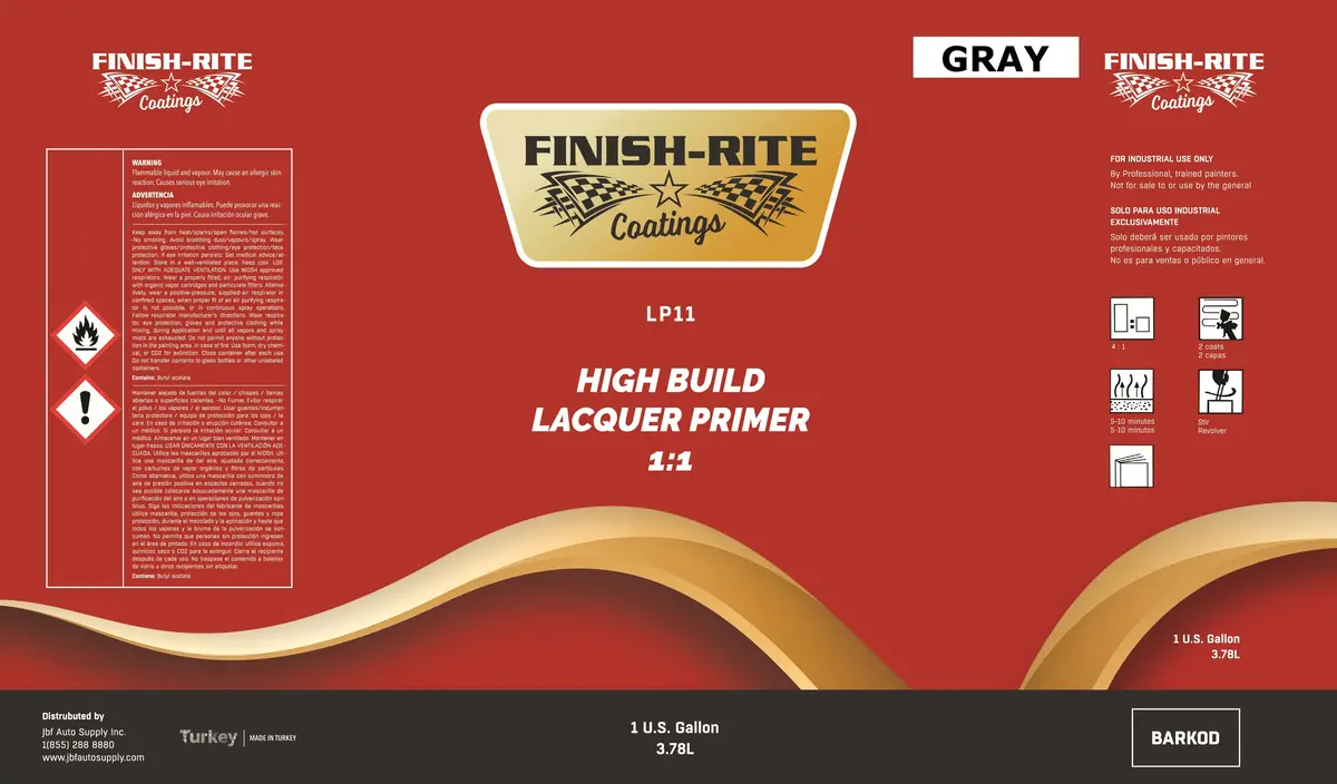 Finish Rite Lp11 Acrylic Lacquer Primer H/S Gallon (Gray,Black,White) 2