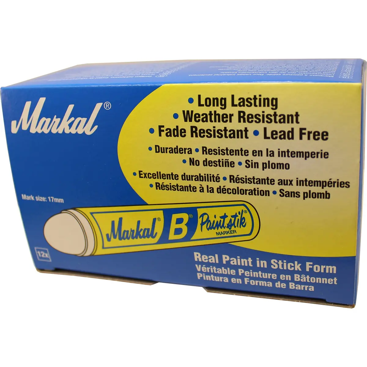 Markal "B" White Solid Paint Stick Marker Tire Crayon Pack Of 12 1